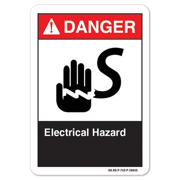ANSI Danger, 10" Height, 14" Width, Aluminum, 14" W, 10" H, Landscape, Electrical Hazard